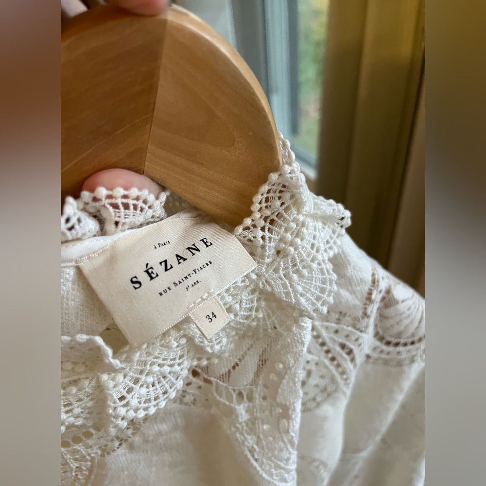 Sezane Bianca Blouse Ecru - Size 2 - Picture 6 of 13